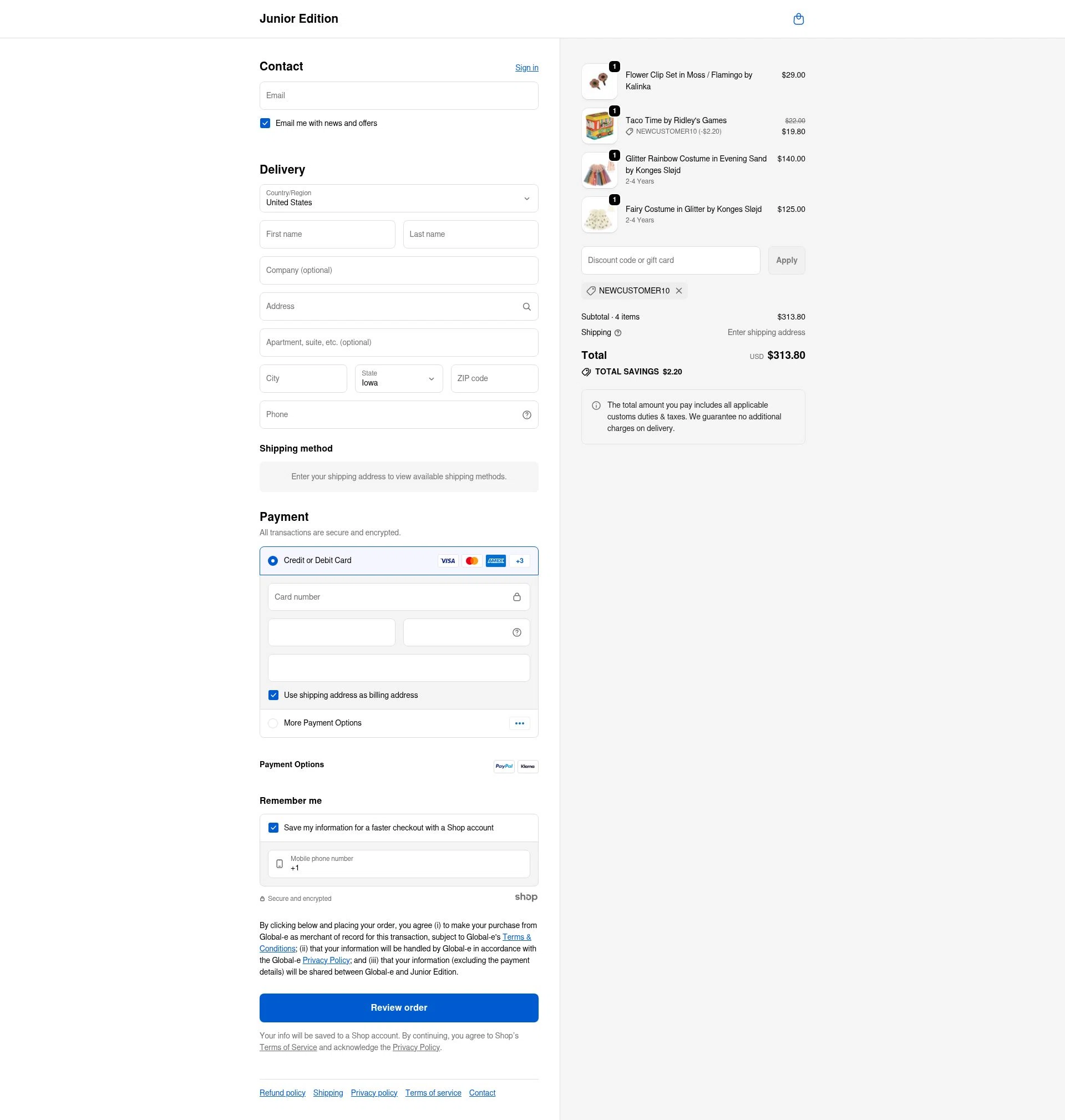 Junior Edition checkout page showing Junior Edition promo code box | Screenshot taken by SimplyCodes community member on Oct 28, 2025