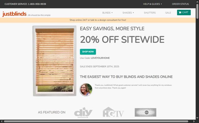 Justblinds checkout page showing Justblinds promo code box | Screenshot taken by SimplyCodes community member on Sep 4, 2025