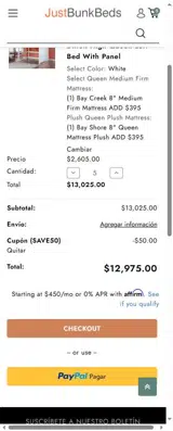 Just Bunk Beds coupon verification screenshot