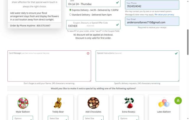 JustFlowers checkout page showing JustFlowers coupon code box | Screenshot taken by SimplyCodes community member on Jul 11, 2025