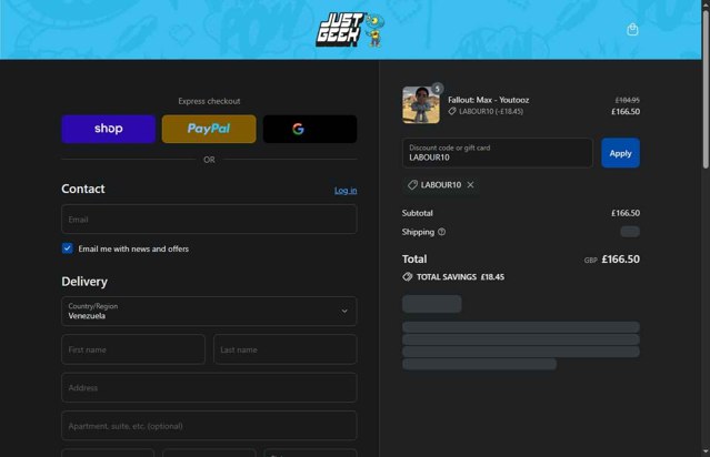 Just Geek US checkout page showing Just Geek US promo code box | Screenshot taken by SimplyCodes community member on Sep 1, 2025
