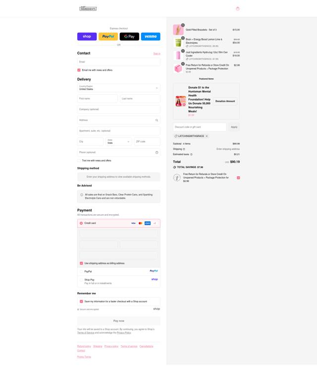 Just Ingredients checkout page showing Just Ingredients coupon code box | Screenshot taken by SimplyCodes community member on Sep 11, 2025