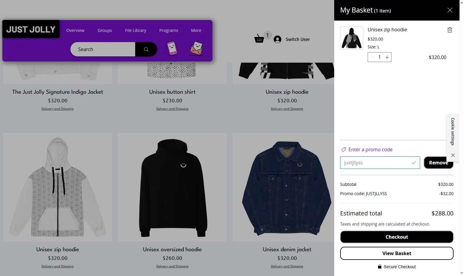 JUST JOLLY checkout page showing JUST JOLLY promo code box | Screenshot taken by SimplyCodes community member on Jan 17, 2026