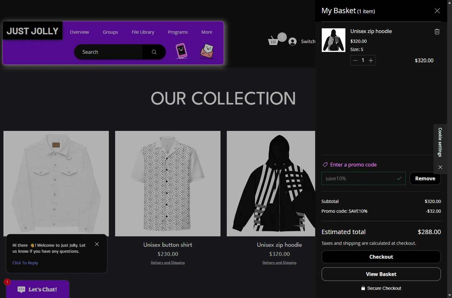 JUST JOLLY checkout page showing JUST JOLLY promo code box | Screenshot taken by SimplyCodes community member on Jan 1, 2026
