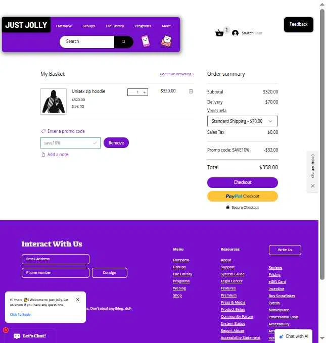JUST JOLLY checkout page showing JUST JOLLY promo code box | Screenshot taken by SimplyCodes community member on Jan 30, 2026