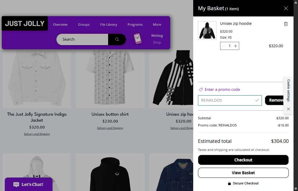 JUST JOLLY checkout page showing JUST JOLLY promo code box | Screenshot taken by SimplyCodes community member on Jan 13, 2026