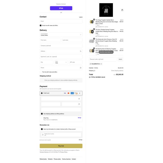 Just Mens Rings checkout page showing Just Mens Rings promo code box | Screenshot taken by SimplyCodes community member on Sep 9, 2025