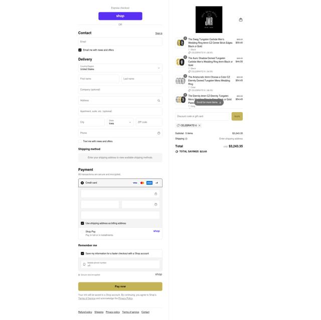 Just Mens Rings checkout page showing Just Mens Rings promo code box | Screenshot taken by SimplyCodes community member on Sep 13, 2025