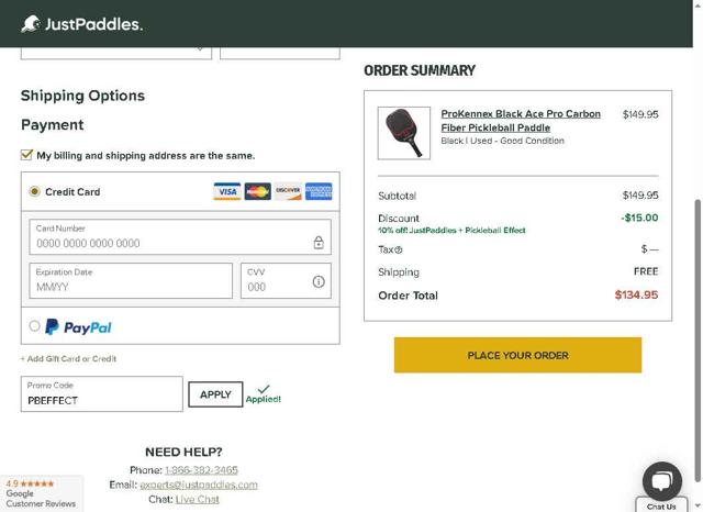 JustPaddles checkout page showing JustPaddles promo code box | Screenshot taken by SimplyCodes community member on Sep 11, 2025