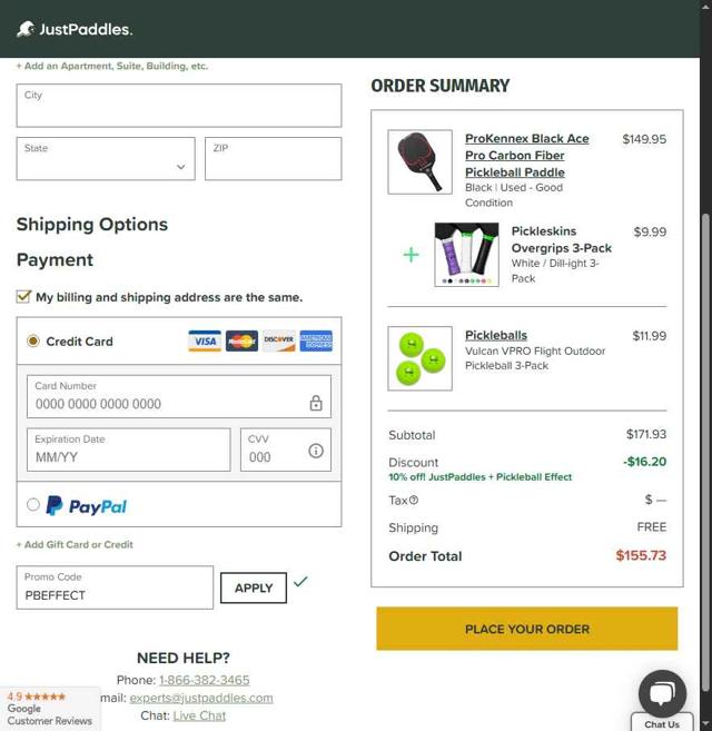 JustPaddles checkout page showing JustPaddles promo code box | Screenshot taken by SimplyCodes community member on Aug 13, 2025