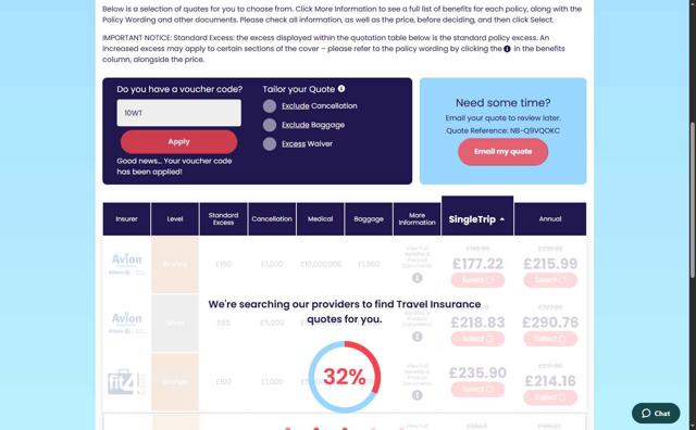 Just Travel Cover checkout page showing Just Travel Cover discount code box | Screenshot taken by SimplyCodes community member on Jul 29, 2025