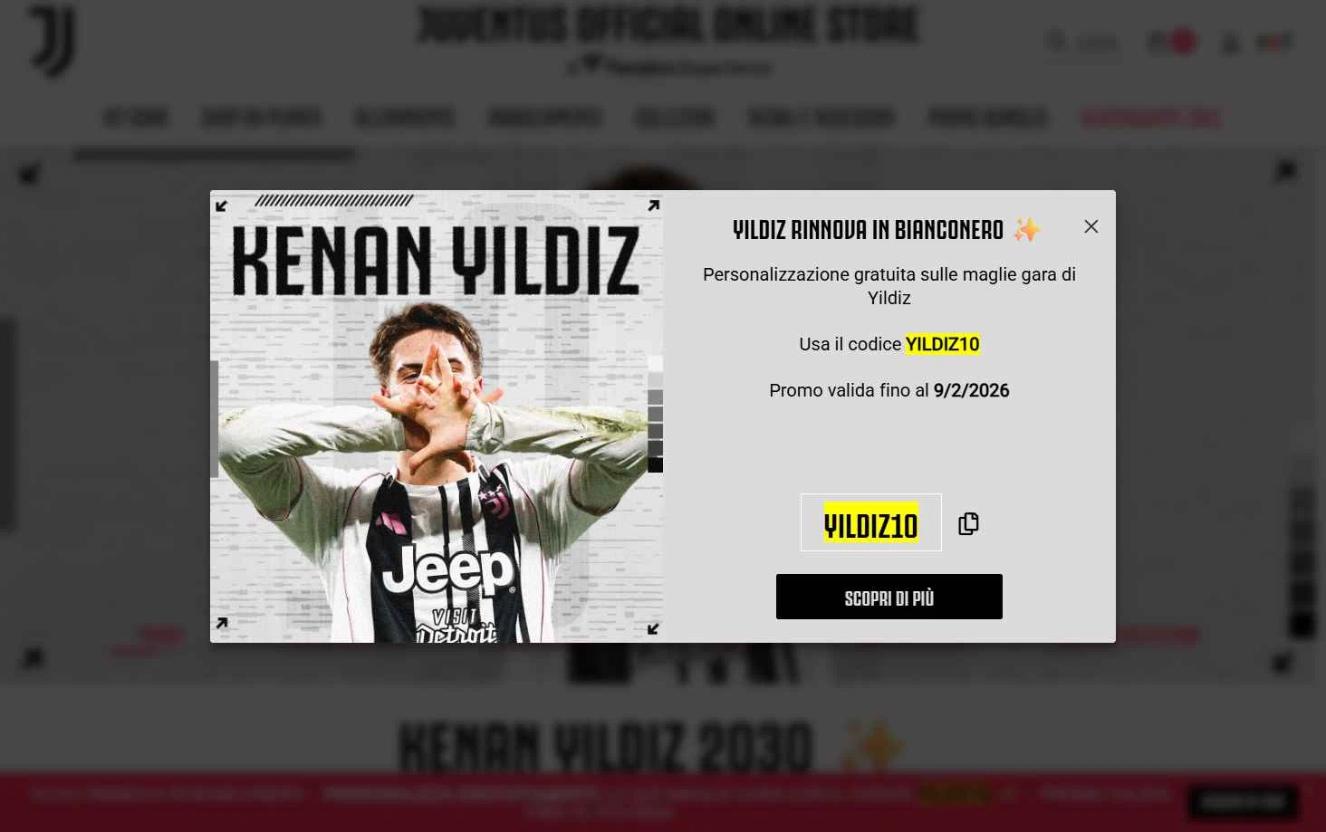 Juventus checkout page showing Juventus promo code box | Screenshot taken by SimplyCodes community member on Feb 9, 2026