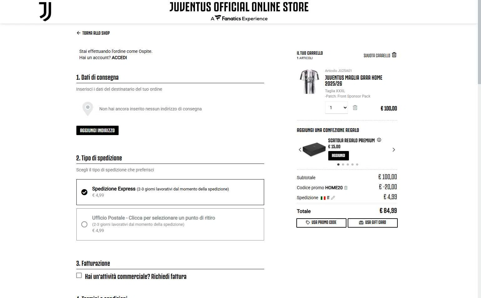 Juventus checkout page showing Juventus promo code box | Screenshot taken by SimplyCodes community member on Dec 6, 2025