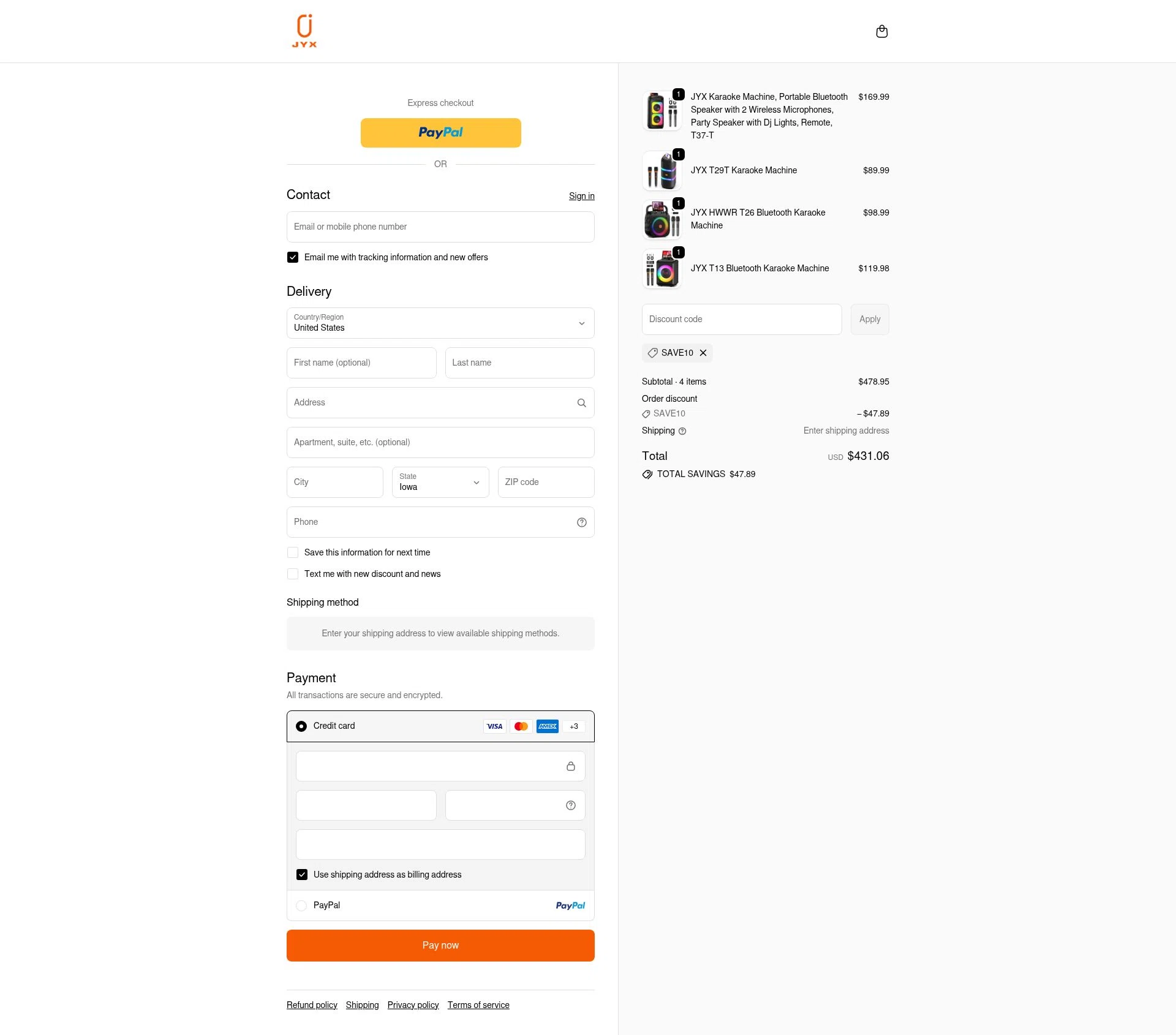 JYX checkout page showing JYX discount code box | Screenshot taken by SimplyCodes community member on Dec 21, 2025