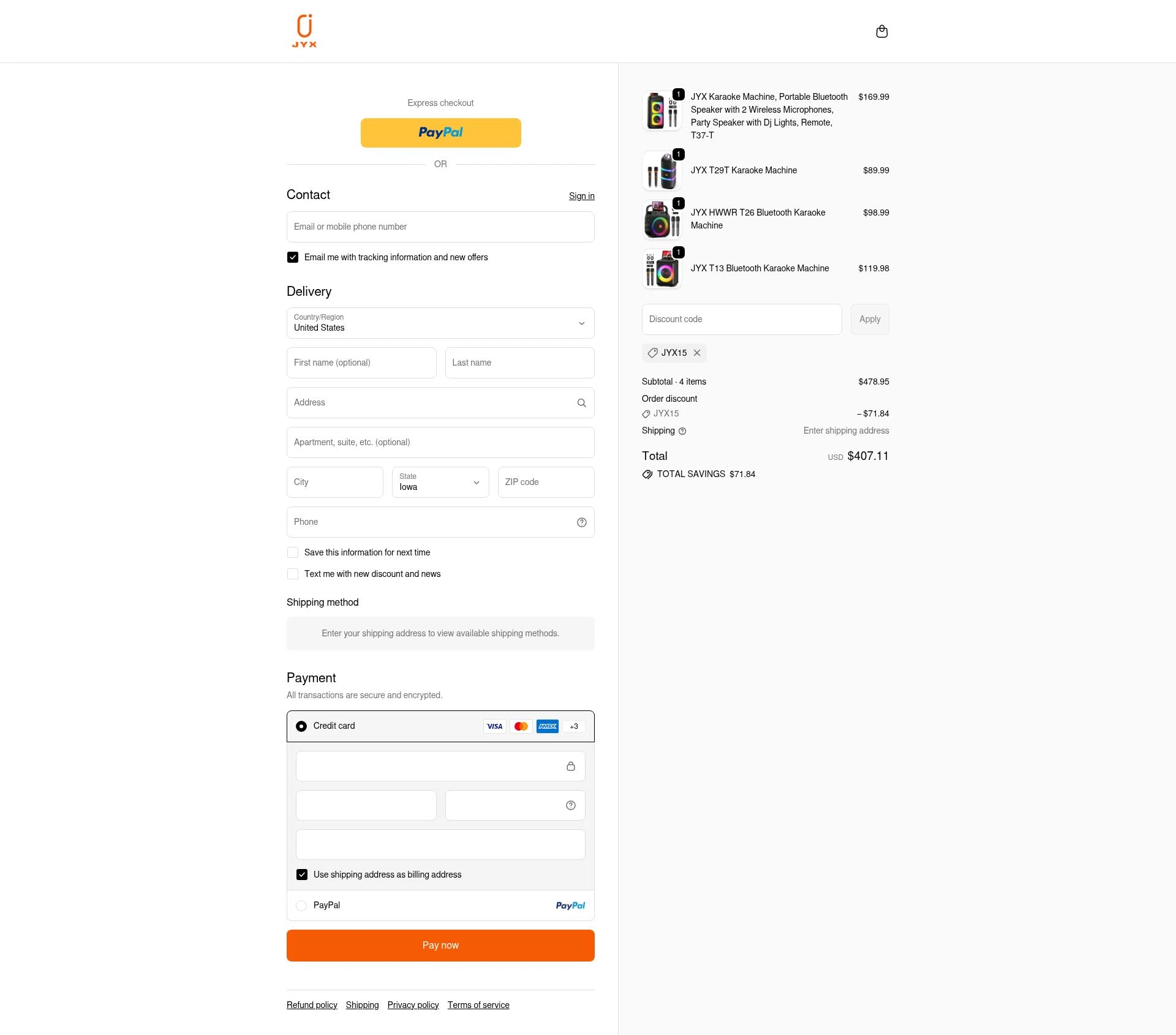 JYX checkout page showing JYX discount code box | Screenshot taken by SimplyCodes community member on Dec 21, 2025