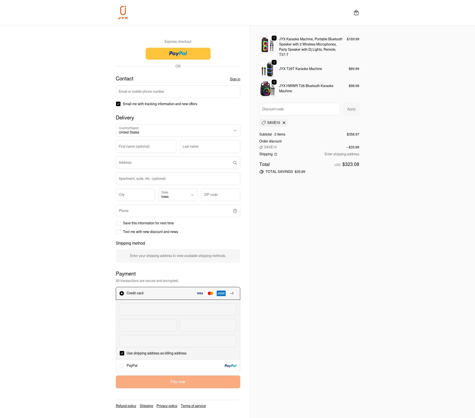 JYX checkout page showing JYX discount code box | Screenshot taken by SimplyCodes community member on Dec 26, 2025