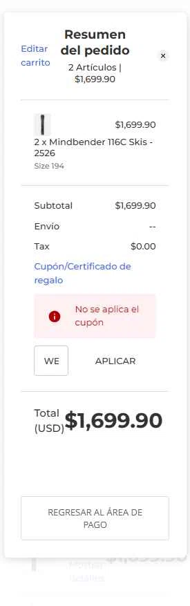 K2 Snow checkout page showing K2 Snow coupon code box | Screenshot taken by SimplyCodes community member on Dec 14, 2025