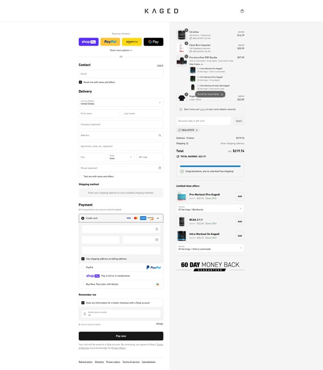 KAGED checkout page showing KAGED discount code box | Screenshot taken by SimplyCodes community member on Aug 3, 2025