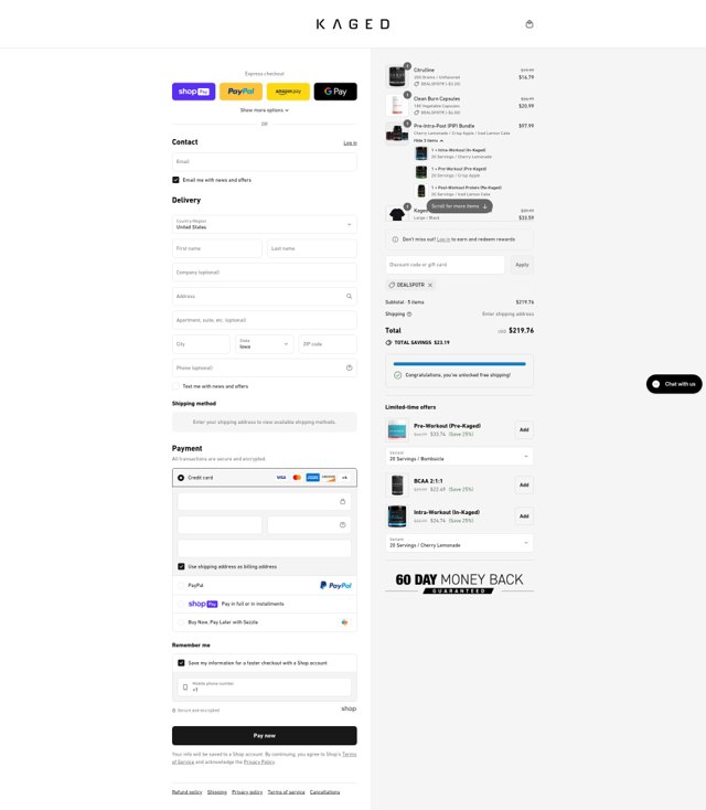 KAGED checkout page showing KAGED discount code box | Screenshot taken by SimplyCodes community member on Aug 4, 2025