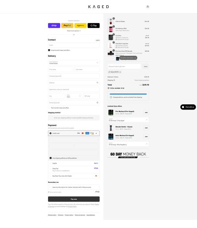 KAGED checkout page showing KAGED discount code box | Screenshot taken by SimplyCodes community member on Aug 28, 2025