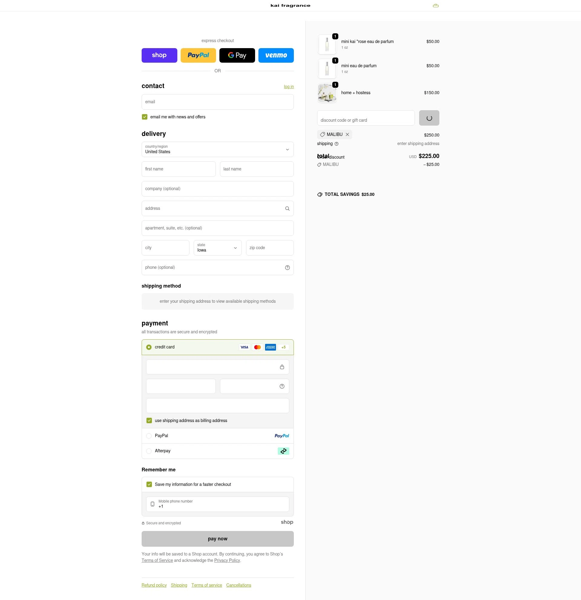 Kai Fragrance checkout page showing Kai Fragrance discount code box | Screenshot taken by SimplyCodes community member on Dec 26, 2025