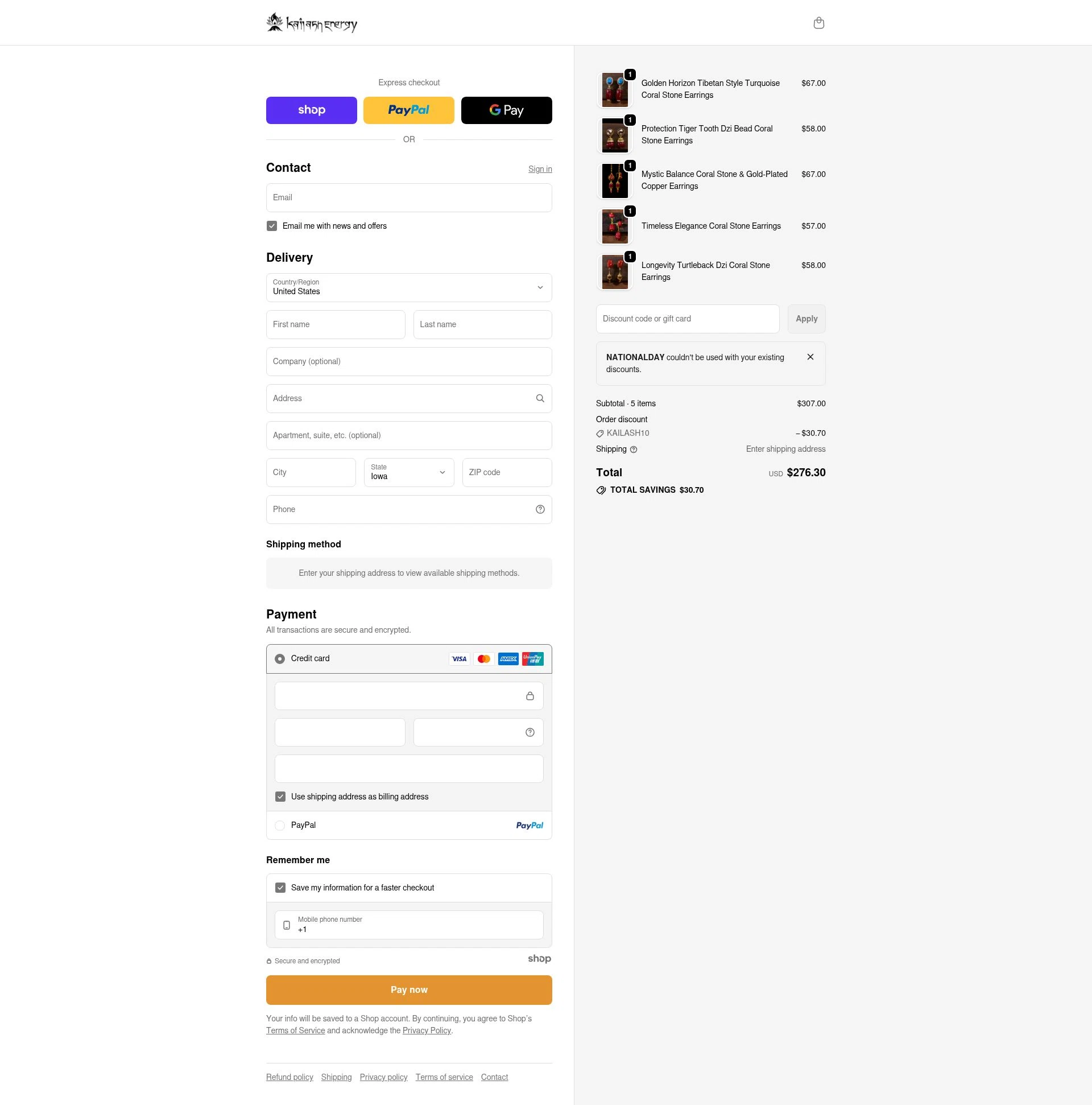 Kailash Energy checkout page showing Kailash Energy promo code box | Screenshot taken by SimplyCodes community member on Dec 26, 2025