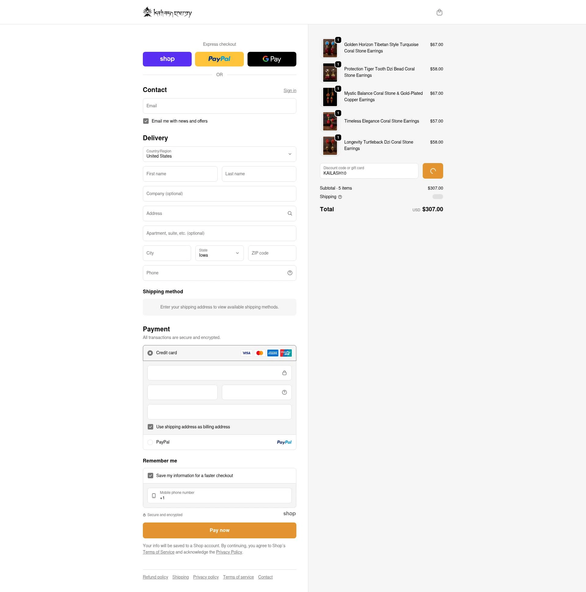 Kailash Energy checkout page showing Kailash Energy promo code box | Screenshot taken by SimplyCodes community member on Dec 21, 2025