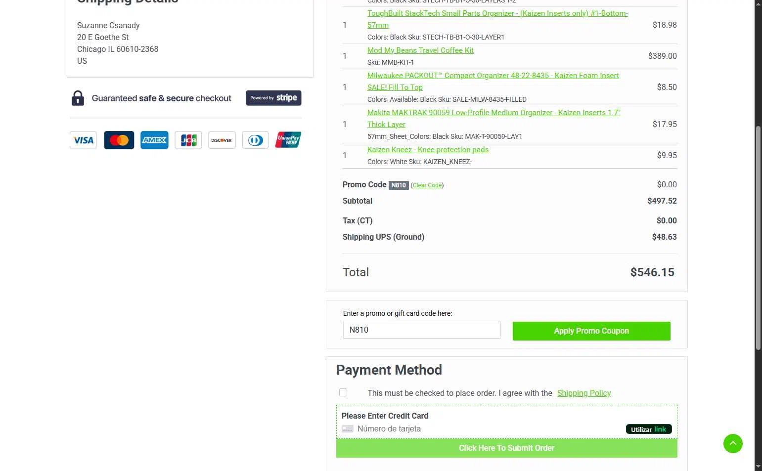 Kaizen Source checkout page showing Kaizen Source promo code box | Screenshot taken by SimplyCodes community member on Jun 11, 2025