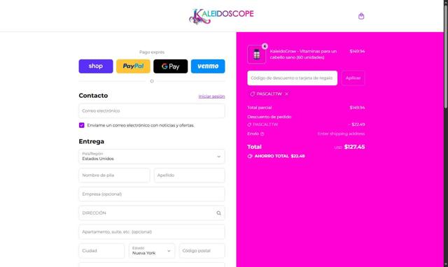 Kaleidoscope Hair Products checkout page showing Kaleidoscope Hair Products discount code box | Screenshot taken by SimplyCodes community member on Sep 11, 2025