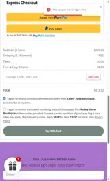 Kaley Jase Boutique coupon verification screenshot