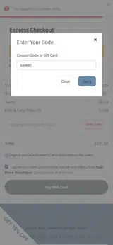 Kali Rose Boutique coupon verification screenshot