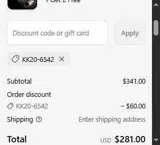 KK20-6542 coupon verification screenshot