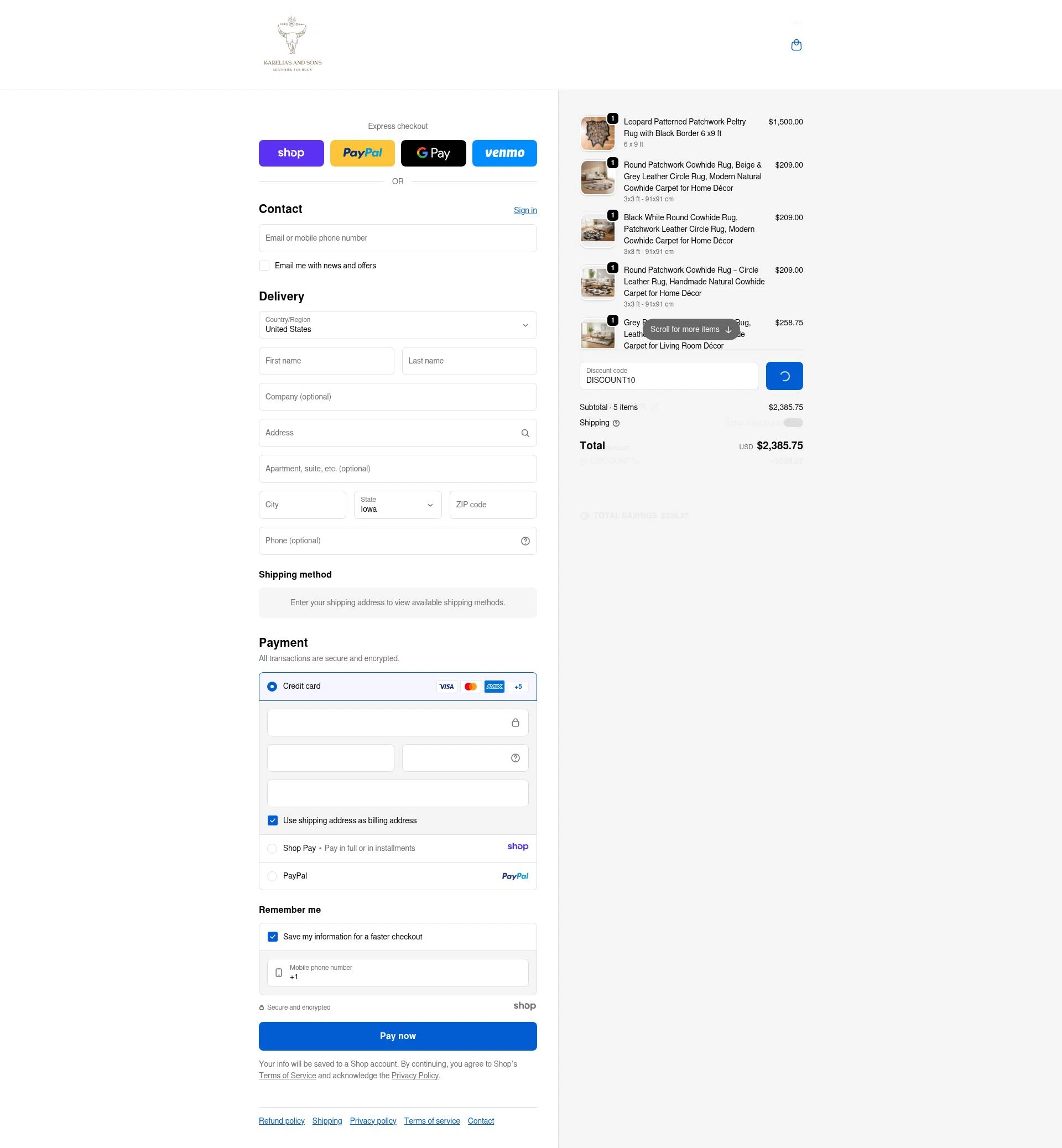 KareliasAndSons checkout page showing KareliasAndSons promo code box | Screenshot taken by SimplyCodes community member on Dec 18, 2025