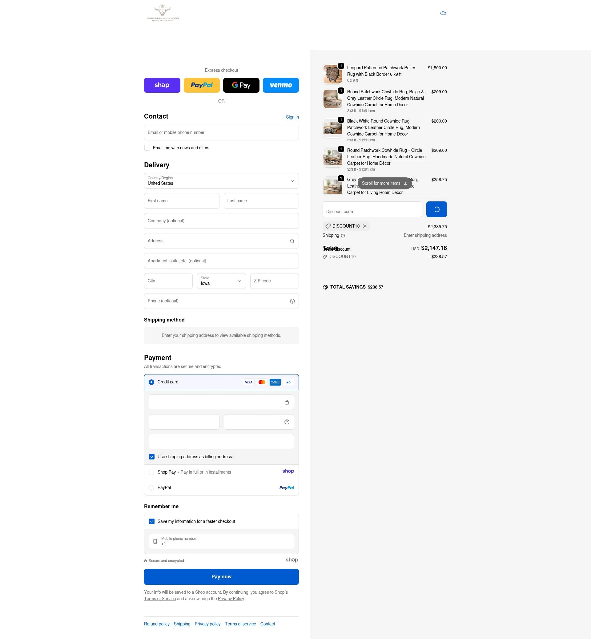 KareliasAndSons checkout page showing KareliasAndSons promo code box | Screenshot taken by SimplyCodes community member on Dec 24, 2025