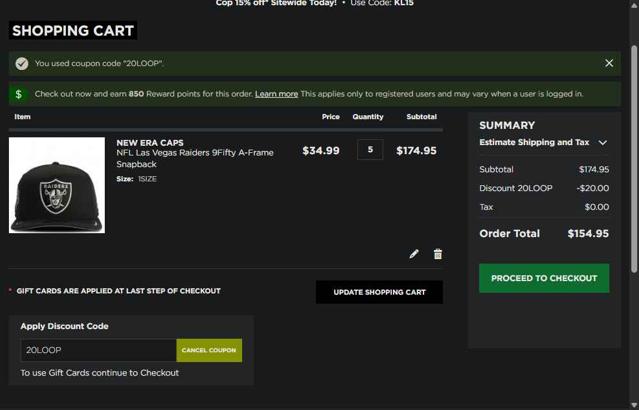 Karmaloop checkout page showing Karmaloop promo code box | Screenshot taken by SimplyCodes community member on Sep 9, 2025