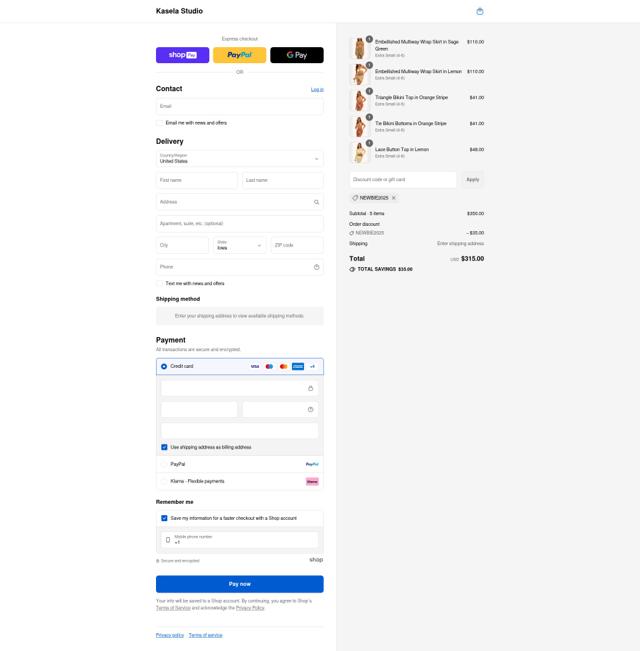 Kasela Studio checkout page showing Kasela Studio discount code box | Screenshot taken by SimplyCodes community member on Aug 22, 2025