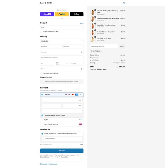 Kasela Studio checkout page showing Kasela Studio discount code box | Screenshot taken by SimplyCodes community member on Aug 12, 2025