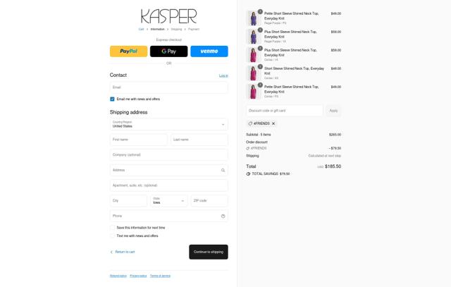 Kasper checkout page showing Kasper discount code box | Screenshot taken by SimplyCodes community member on Sep 8, 2025
