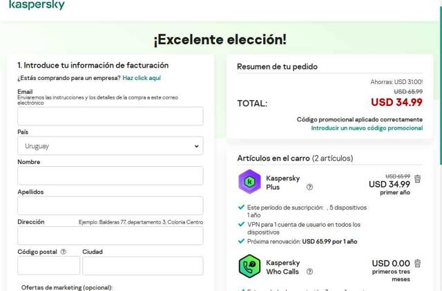 Kaspersky Lab checkout page showing Kaspersky Lab promo code box | Screenshot taken by SimplyCodes community member on Aug 12, 2025