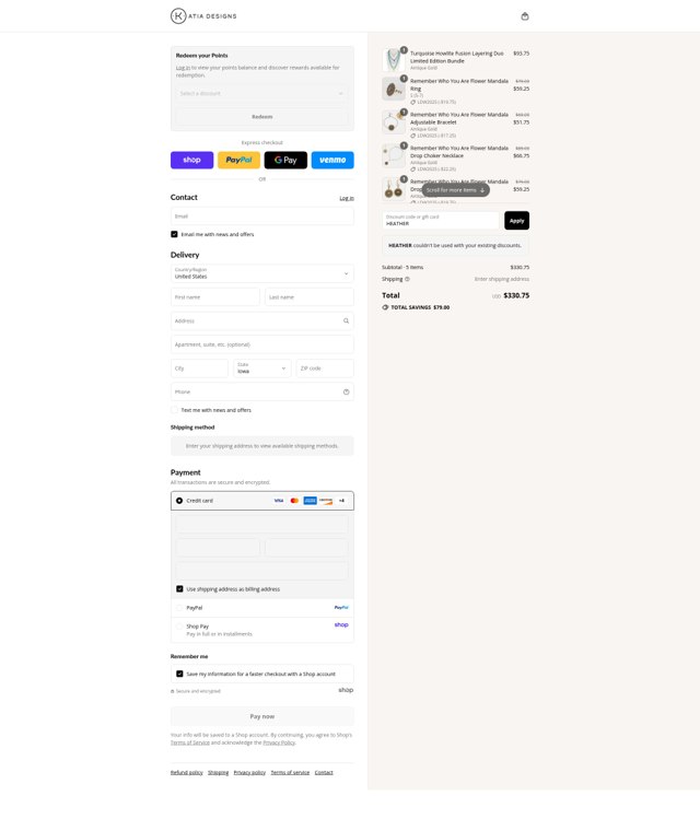 katia designs checkout page showing katia designs coupon code box | Screenshot taken by SimplyCodes community member on Sep 1, 2025