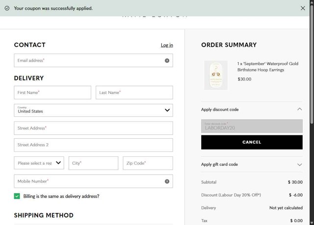Katie Loxton checkout page showing Katie Loxton discount code box | Screenshot taken by SimplyCodes community member on Sep 1, 2025