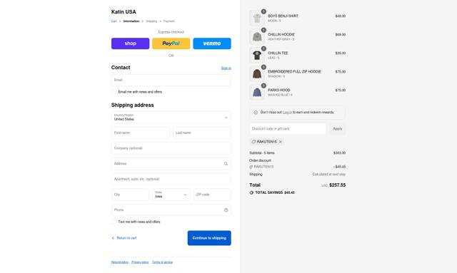 Katin checkout page showing Katin discount code box | Screenshot taken by SimplyCodes community member on Sep 12, 2025