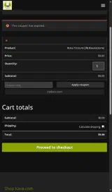 Kava.com coupon verification screenshot