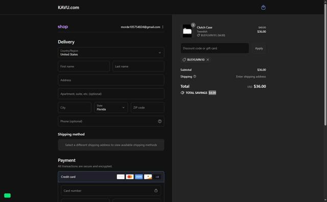 Kavu checkout page showing Kavu discount code box | Screenshot taken by SimplyCodes community member on Sep 3, 2025