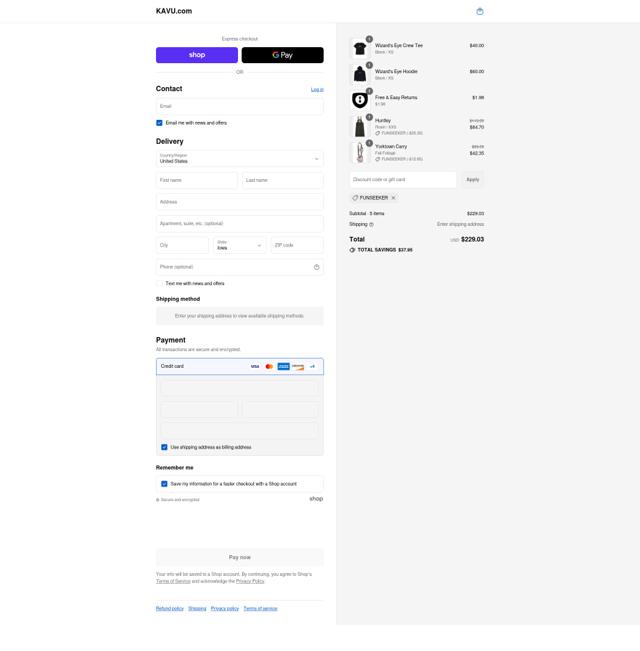 Kavu checkout page showing Kavu discount code box | Screenshot taken by SimplyCodes community member on Sep 2, 2025