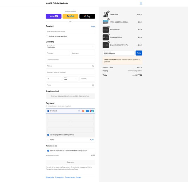 Kawa checkout page showing Kawa promo code box | Screenshot taken by SimplyCodes community member on Aug 19, 2025