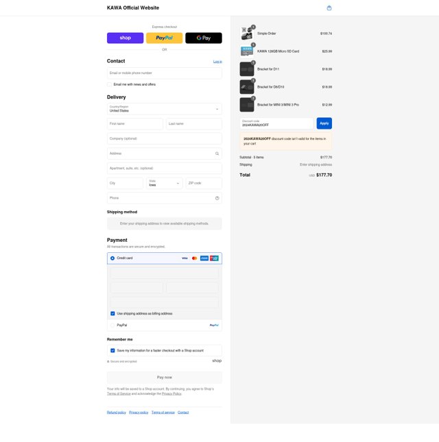 Kawa checkout page showing Kawa promo code box | Screenshot taken by SimplyCodes community member on Sep 1, 2025