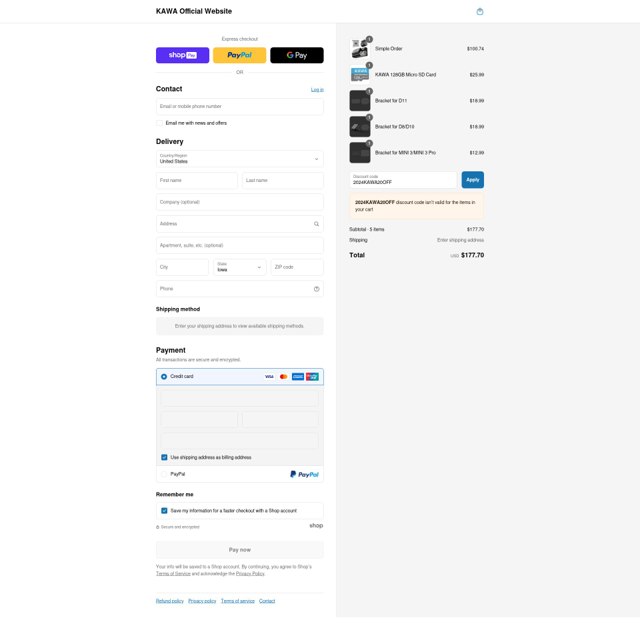 Kawa checkout page showing Kawa promo code box | Screenshot taken by SimplyCodes community member on Aug 5, 2025