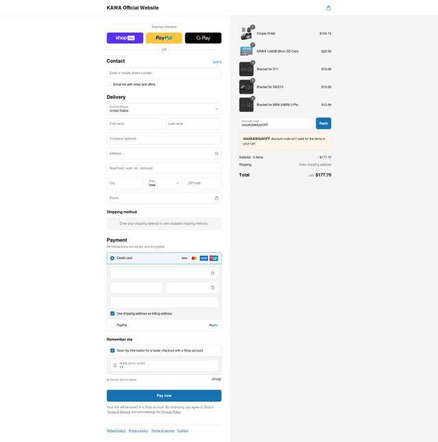 Kawa checkout page showing Kawa promo code box | Screenshot taken by SimplyCodes community member on Aug 14, 2025