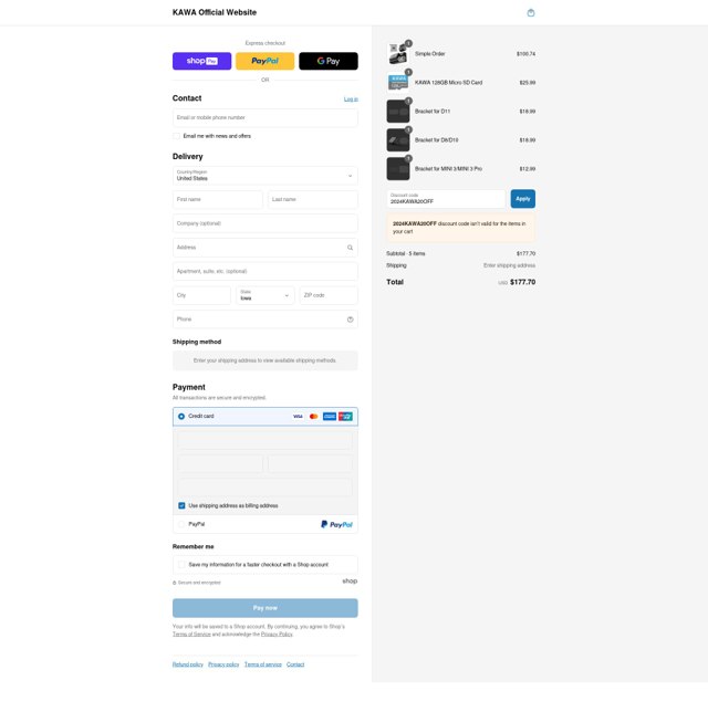 Kawa checkout page showing Kawa promo code box | Screenshot taken by SimplyCodes community member on Aug 10, 2025